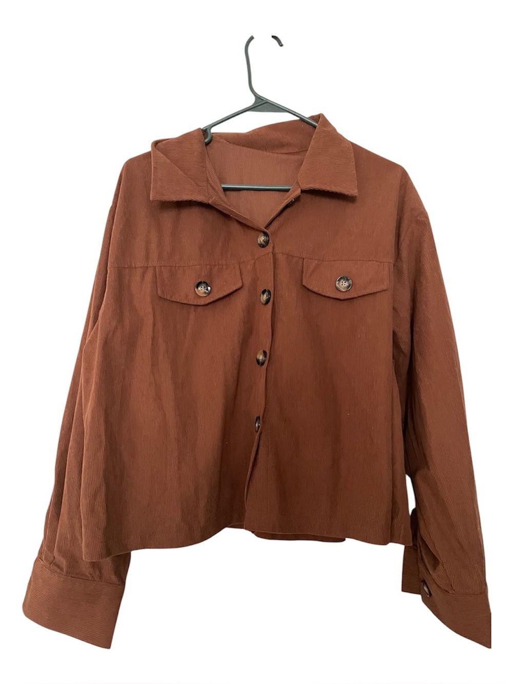 Corduroy Button-Front Jacket - Brown XL - Picture 3 of 7